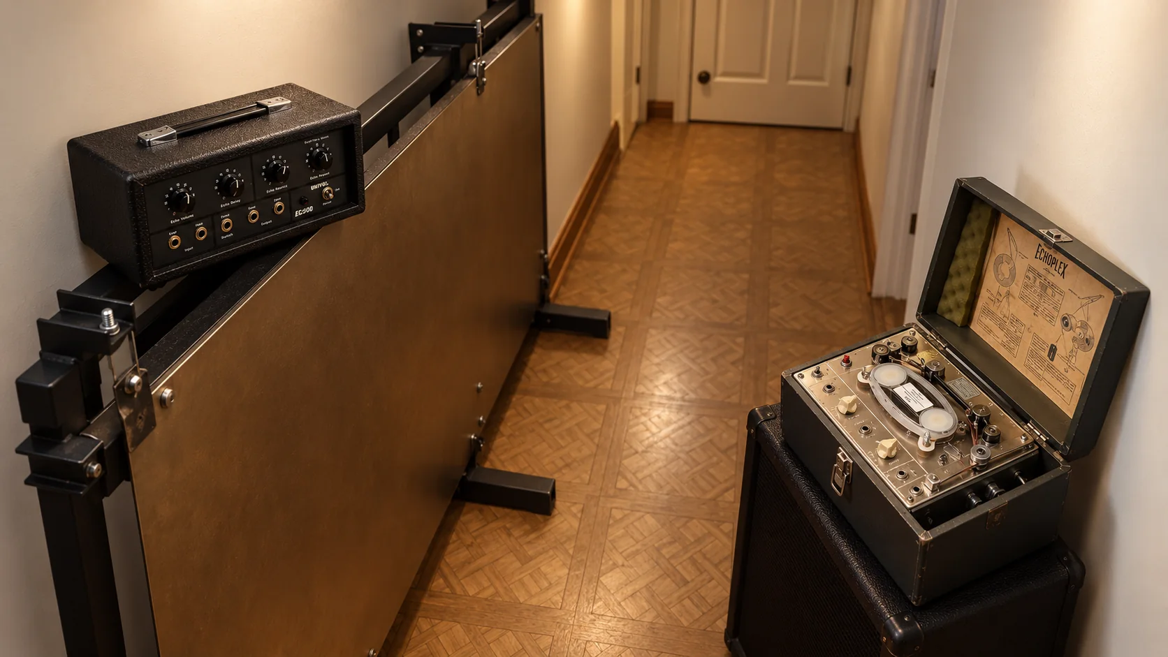 Analog Intention Time and Space Corridor with physical reverb and echo devices